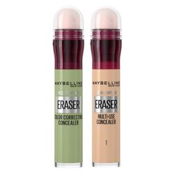 Maybelline New York Instant Eraser, Colour Correcting Concealer Duo, Counteracts Redness, for a Natural Soft-Focus Finish, Dermatologist Tested & Suitable for Sensitive Skin, (Light + Green)