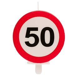 Dekora Originele verjaardagskaars met bord "Verboden" voor taartdecoratie - getal 50