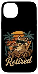 In Retirement Sweet Raccoon with Cocktail Relaxed Finally Retirement Case for iPhone 14 Plus