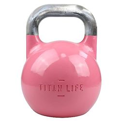 TITAN LIFE PRO Kettlebell Steel Competition 8kg. Roze. Professionele kogelhalters. Competitie inzetstuk. Groot bodemoppervlak. Gelegeerd staal