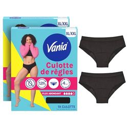 Vania | Culotte de Règles Flux Abondant (Lot de 2, Taille XL/XXL) – Culotte menstruelle confortable, absorbante et réutilisable – Culotte lavable en machine avec jusqu'à 12h de protection anti-fuite