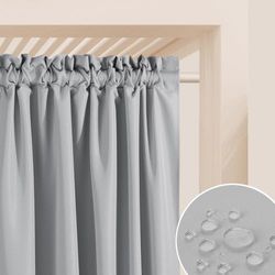 ROOM99 Utomhusgardiner med veckband Garden Line 155 x 270 cm bred x höjd utomhus gardin väderbeständigt vattentätt insynsskydd solskydd gardiner trädgård vindtätt ljusgrå