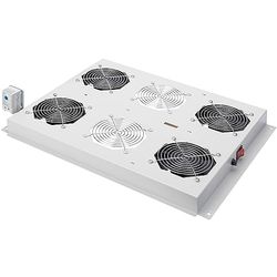 DIGITUS Dakventilatoreenheid voor serverkast uit de DIGITUS Unique serie - 4x ventilator - thermostaat - grijs