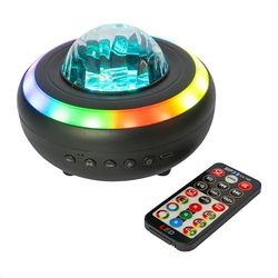 Party Light & Sound - NEBULA - Enceinte 2-EN-1sur batterie rechargeable avec projection d'effet aurores boréales et LED strobe - Bluetooth, télécommande, câble USB-C - Noir
