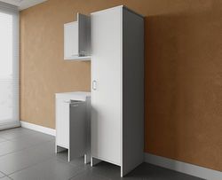 Negrari composizione, Mobile Base appoggio + Pensile + Colonna in Resina, Resistente all'umidità, Interno e Esterno, Bianco