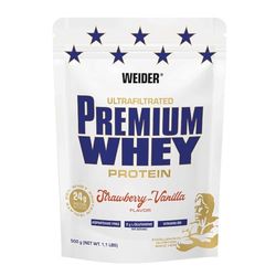 Weider Premium Whey Protein Poudre - Haute Teneur en Protéines, Faible Teneur en Glucides & Faible Teneur en Graisses avec L-Glutamine et Vitamine B6-500 g - Fraise-Vanille