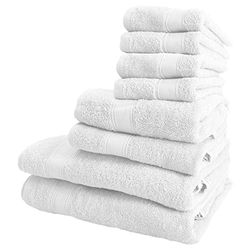 SET DI 8 ASCIUGAMANI DA BAGNO 100% cotone BIANCO