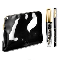 L’Oréal Paris - Trousse Maquillage Femme Luxe - 1 Mascara Volume Millions de Cils Baume Noir + 1 Eyeliner Perfect Slim Noir