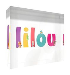 Little Helper Souvenir Décoratif en Acrylique Transparent Poli comme Diamant Style Illustratif Coloré avec le Nom de Jeune Fille Lilou 10,5 x 15 x 2 cm Grand