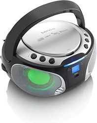 Lenco Radio CD Portátil SCD-550SI Plateado con Bluetooth, USB, Radio FM
