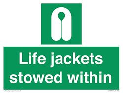 Life jackets stowed within Sign - 200x150mm - A5L