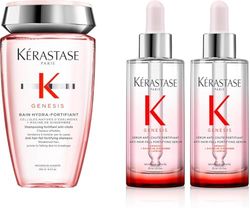 Kérastase, Génesis, Double Cure Anti-Chute Intensive, 84% de Chute de Cheveux en Moins, Aminexil, Stimule la Pousse, Réduit la Chute, Cheveux Fragiles & Cassants, 2x 90ml + 250ml