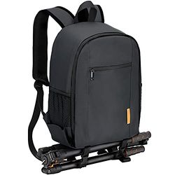 TARION Camera Backpack Waterproof Case Bag with Laptop Compartment and Rain Cover for DSLR SLR Camera Lens Flash Accessories Black