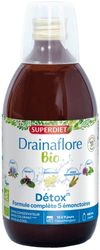 SUPERDIET-DRAINAFLORE BOISSON BIO-Drainage & Détox-Programme complet de détoxification des 5 émonctoires-Made in France-Flacon de 480ml