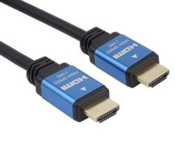 PremiumCord 4K HDMI 2.0b-kabel, resolutie UHD 4K @60Hz 2160p, 3D, ARC, HDCP, vergulde metalen stekker, zwart en blauw, lengte 1 m