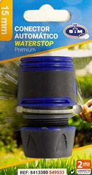S&M connecteur Automatique Water Stop 15 mm Premium, Noir et Bleu Cobalt