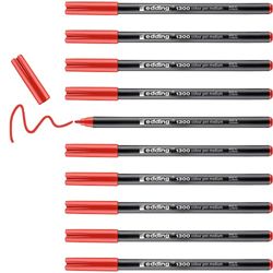 edding 1 300 fiberpenna medium – röd – 10 pennor – rund spets 2 mm – filtpenna för att rita och skriva – filtpenna för skola, mandala, bullet journal