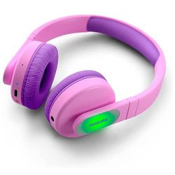 VoltShine Pink Bluetooth headset with microphone, sound control and wireless connectivity, ideal for listening to music and making calls.