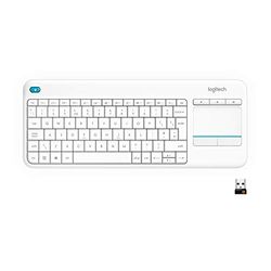 Logitech K400 Plus Wireless Touch TV Keyboard With Easy Media Control and Built-in Touchpad, QWERTY Pan Nordic Layout - White