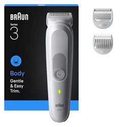 Braun Cortacésped Para El Cuerpo, Body Groomer Series 3, 3 Herramientas De Afeitado, Con Protección SkinGuard, Autonomía De 80 Min, Suave Para Zonas Sensibles, Afeitarse Y Cortar, Impermeable,