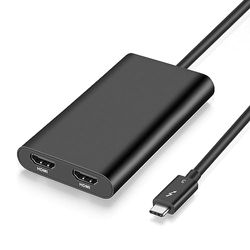 CableGlaxay Adaptador de Salida Thunderbolt 3 a Dual HDMI 2.0 para Ordenadores Mac y Windows Thunderbolt 3 (admite Dos monitores de hasta 4K @ 60 Hz, Solo Compatible con Thunderbolt 3)