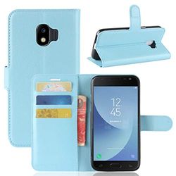 Carcasa de telefono for Galaxy J2 Pro (2018) Litchi Texture Horizontal Flip Funda de Cuero con Soporte, Billetera y Ranuras for Tarjetas (Negro) (Color : Azul)