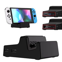 eXtremeRate AiryDocky Zestaw do Samodzielnego Montażu Czarny Wymienna Obudowa dla Stacji Dokującej Nintendo Switch, Przeprojektowana Przenośna Mini Stacja Dokująca Obudowa dla Konsoli Nintendo Switch OLED — Tylko Powłoka, Stacja Dokująca & Układ Scalony Nie Są Dołączone