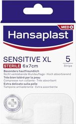 Hansaplast Cerotti SENSITIVE XL, Cerotti medicazione per la protezione di ferite medio-grandi, Cerotti ipoallergenici e sterili senza lattice, 1 Confezione da 5 Pezzi 6 x 7 cm