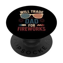 Cambiará a papá por fuegos artificiales del 4 de julio para niños PopSockets PopGrip Adhesivo