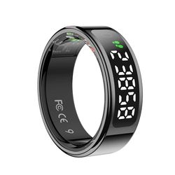OBA R15 Smart Ring Smart Ring met display, smart fitness tracker, waterdicht 5 ATM draadloos opladen iOS en Android activity tracker, hartslag, SpO2, slaap, Taglia XL 21.6mm