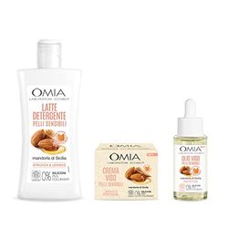 Omia, Facial Routine Kit, Face Care Set with Moisturizing Face Cream, Face Oil and Face Milk with Sicilian Almond for Sensitive Skin, Moisturizing and Protective Skin Care Kit – Amazon Exclusive