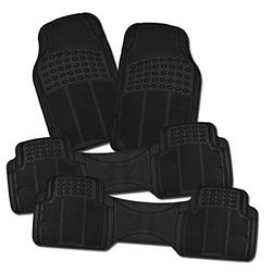 Zone Tech All Weather Rubber Semi Pattern Car Interior Floor Mats – 4-Piece Set Black Heavy Duty Car Interior Floor Mats