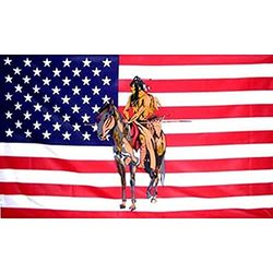 AZ FLAG Bandiera Stati Uniti con Indiano E Cavallo 150x90cm - Bandiera Americana – USA 90 x 150 cm