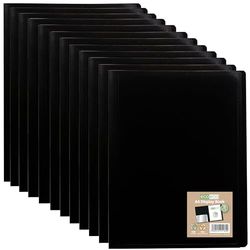 eco-eco A4 100% Recycled 10 Pocket Black Flexible Cover Portfolio Book Folder Display Book, Pack of 12 Books, eco160x12