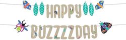Folat 62806 compleanno bambini Set di striscioni con lettere-Happy Buzzzzday-Buzzing Bugs-1,5 metri-Decorazione di carta per Temi Feste insetto, Multicolore