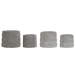 DKD Home Decor Set di vasi Onde grigio cemento (13 x 13 x 11,5 cm) (2 pz) (18 x 18 x 15 cm)