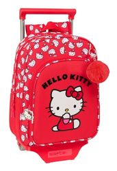 safta Hello Kitty ICONIC - Sac à dos pour enfant avec chariot 705, idéal pour les enfants de différents âges, confortable et polyvalent, qualité et résistance, 26 x 11 x 34 cm, Rouge, blanc, M,