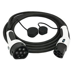 KHONS Tipo 2 EV Cable de Carga Monofásico Tipo 2 a Tipo 2 32A para Vehículo Eléctrico, 32 Amp/16Amp(7.2kw-7.4kw), 7.4kw, TUV 5M Cable con Bolsa