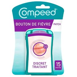 Compeed - Patch Bouton de Fièvre - Discret pour un Traitement Rapide - Soins jour et nuit - 15 patchs anti-boutons de fièvre - Format (1,5 x 1,5 cm)