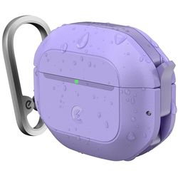 KeyBudz ElementProof för AirPods 3-fodral med lås, helt vattentät AirPods 3. generationens fodral, robust skydd, hårt skal, karbinhake för AirPods Gen 3 – lila lila lila lavendel