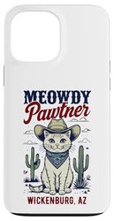 Wickenburg, AZ USA, divertente disegno a forma di gatto Meowdy Pawtner Custodia per iPhone 13 Pro Max