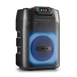 NGS Wild Club - Draagbare Bluetooth 5.2-luidspreker met 80 W vermogen, TWS laserverlichting, dubbele microfooningang, USB/AUX/TF-accu, 5400 mAh, karaoke, led-geluid, RGB