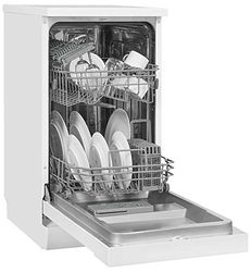 Exquisit® Lavavajillas 45Cm, Clase E, Color Blanco, 9 Servicios, 6 Programas, Cesto Regulable, Funciones Extra Seco y Media Carga, Interior Inox, Consumo 70 kWh/año, Medidas 84,5x44,8x60 Cm.