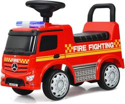 Fantaskk Mercedes Benz halkbil och glidbil, barn brandbil med siren och visselpipa & tuta leksaksbil med förvaringsutrymme för barn från 12–36 månader