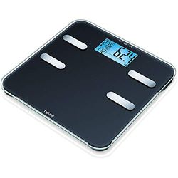 Beurer Balance de diagnostic BF 185, balance personnelle pour mesurer le poids, la graisse corporelle, l'eau corporelle, le pourcentage musculaire et la masse osseuse, avec calcul des besoins caloriques AMR, avec 10 espaces de mémoire utilisateur
