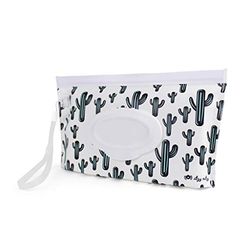 Itzy Ritzy Reusable Wipe Pouch – Take & Travel Pouch Holds Up to 30 Wet Wipes, Includes Silicone Wristlet Strap, Cactus