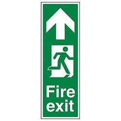 VSafety "Fire Exit Arrow Up" skylt, porträtt, (paket med 3), 200mm x 600mm, 3