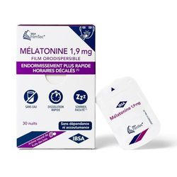 IBSA Pharma - FILMTEC® - Mélatonine 1,9mg - Endormissement plus rapide, horaires décalés - Fond en quelques secondes, sans eau - Boîte de 30 films, 1 mois - Complément alimentaire