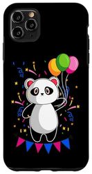 Carcasa para iPhone 11 Pro Max Fiesta de globos de cumpleaños panda para amantes de los animales