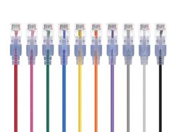 Monoprice SlimRun Cabo de ligação Ethernet Cat6A, cabo de rede de internet, RJ45, entrançado, UTP, cabo de cobre puro nu, 30 AWG, 5 pés, 10 cores, embalagem de 10